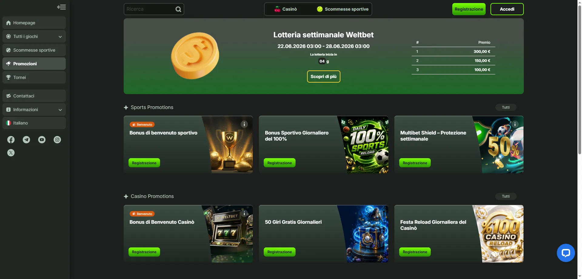 WeltBet Casino bonus di benvenuto 500 euro e giri gratis